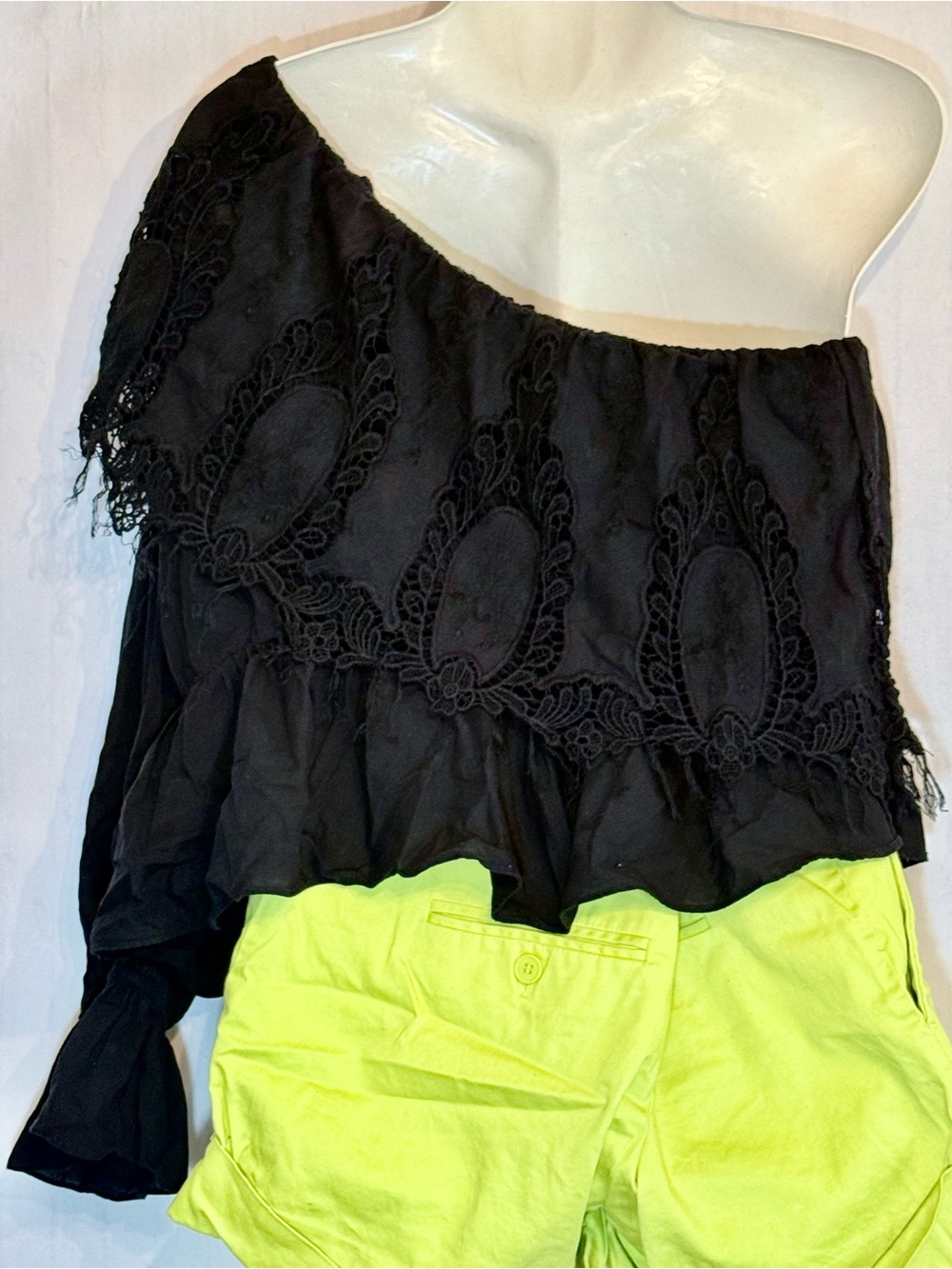 Black Ruffle Off-Shoulder Top - Picture 4 of 7